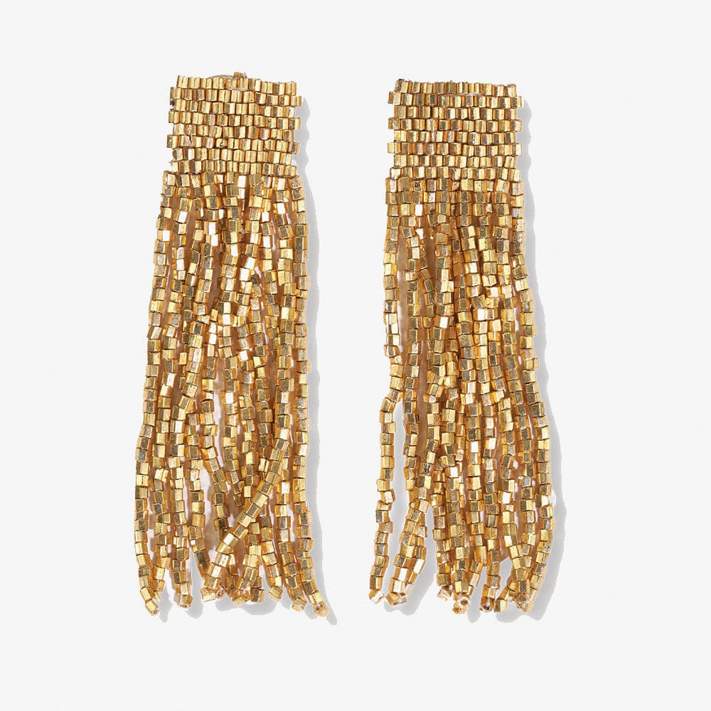 Marilyn Solid Beaded Fringe Earring Gold | INK+ALLOY