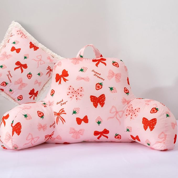 A Nice Night Kids Back Reading Pillow for Reading and Watching TV Bed to Lounge, Cute Ribbon Bowk... | Amazon (US)