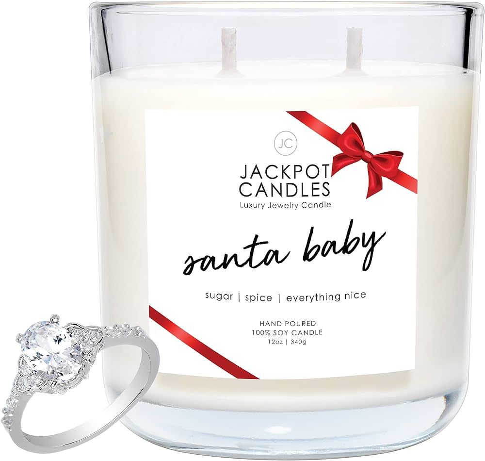 Jackpot Candles Christmas Santa Baby Candle with Ring Inside (Surprise Jewelry Valued at 15 to 5,... | Amazon (US)