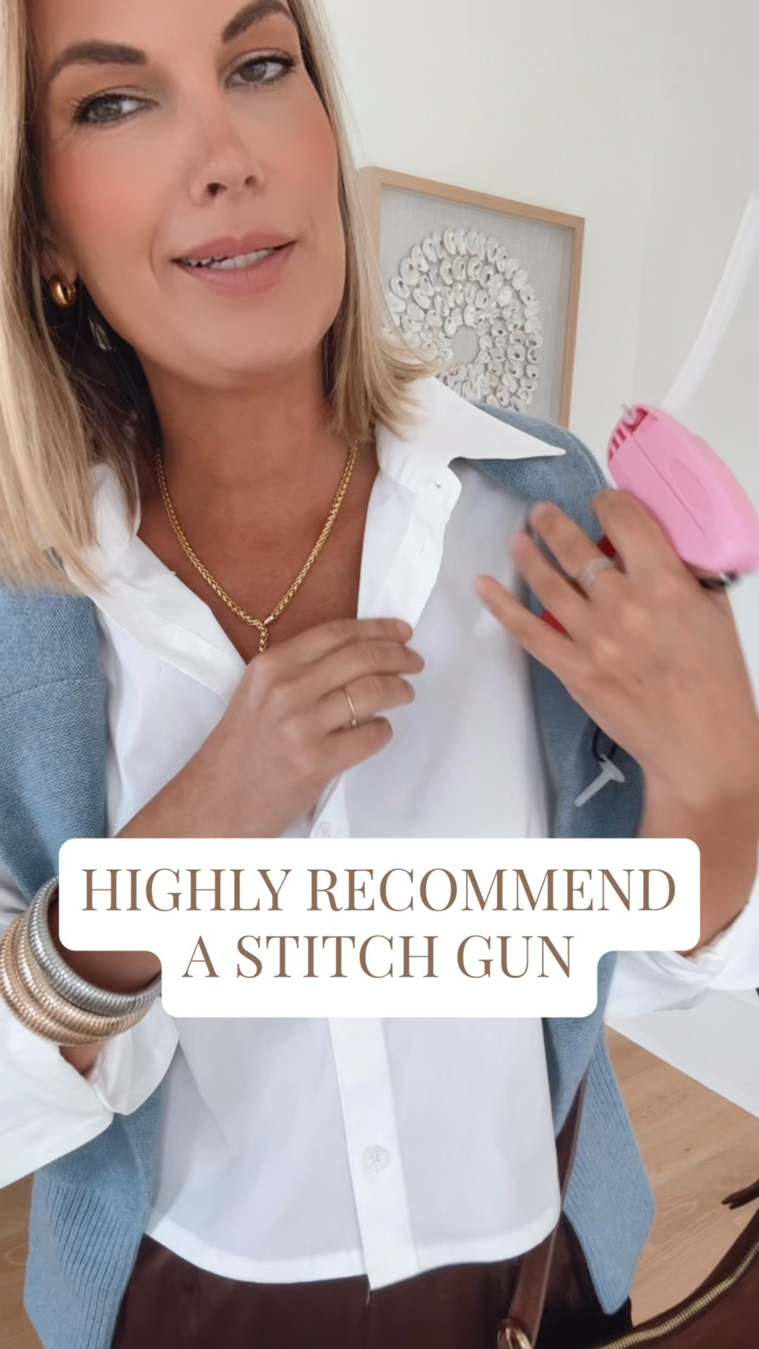 I use my stitch gun most to hold collars open. Wearing small in the top and small tall in the pants. I’m 5’11”.

#LTKOver40 #LTKSaleAlert #LTKTall