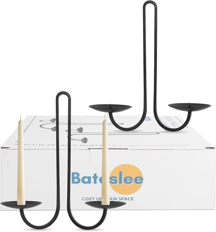 Libra Style Wall Candle Holder Set of 2, Wrought Iron Candle Sconces, Black Hanging Candle Holder... | Amazon (US)