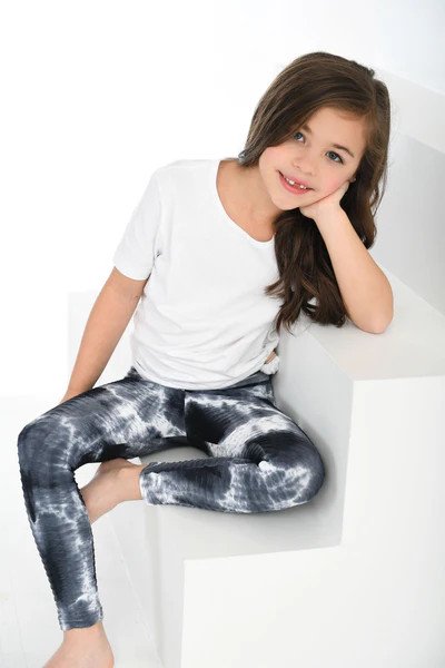 Tie Dye Kids Leggings Black & White | Booty by Brabants