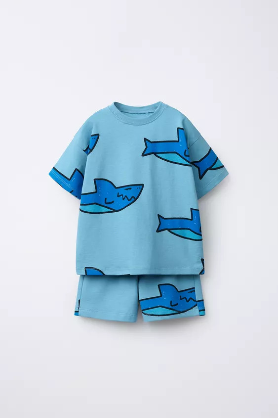 SHARK PRINT T-SHIRT AND BERMUDA SET | Zara US