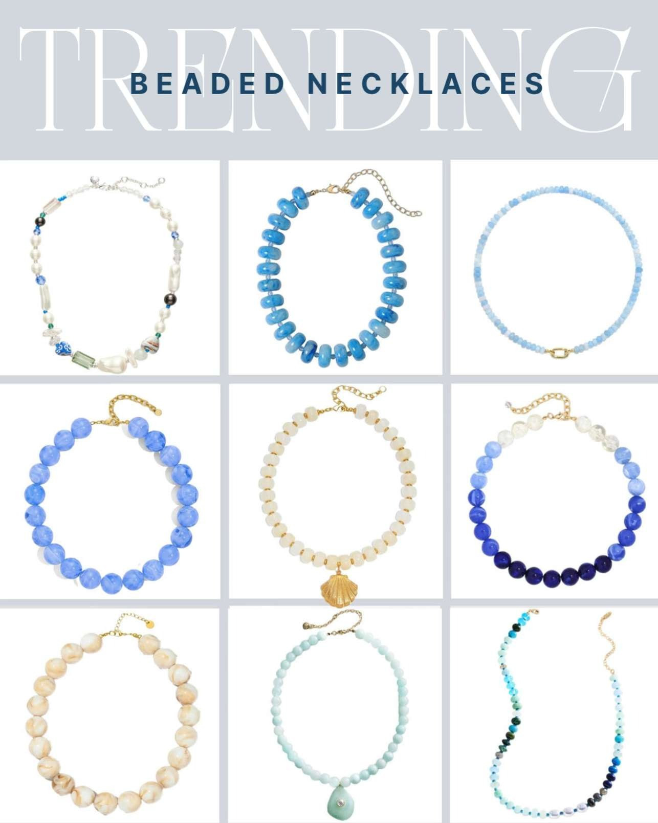 Looking for the perfect summer accessory? These beaded necklaces are it. Shop my favorites.

chunky bead necklace with shell fish pendants, boho resin bead choker, blue gemstone bead choker, ombre blue bead necklace, mixed pearl and bead necklace, rainbow stone necklace, semi precious jade necklace, light blue chunky bead necklace, light blue oversized beaded necklace. 

 #LTKBeauty
