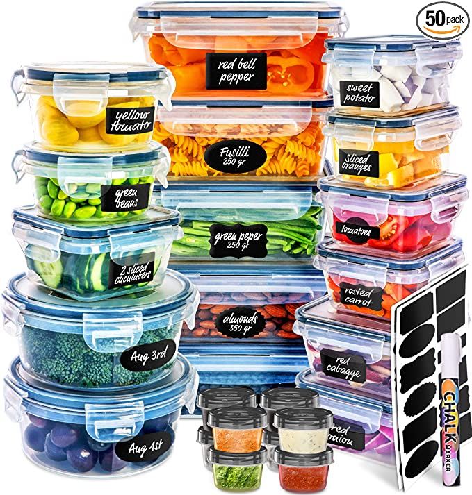 Fullstar 50PCS Food storage Containers with Lids, Plastic Leak-Proof BPA-Free Containers for Kitc... | Amazon (US)
