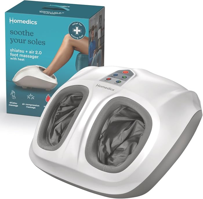 HoMedics Shiatsu Air 2.0 Foot Massager with Soothing Heat and Rhythmic Air Compression, 3 Customized Controls and Intensities, Washable Liner, At-Home Kneading Massage Relaxes Feet, 3 Speed Options | Amazon (US)