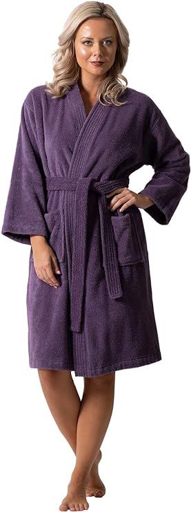 Luxurious Turkish Terry Kimono Collar Super-Soft Terry Absorbent Bathrobes for Women       Send t... | Amazon (US)