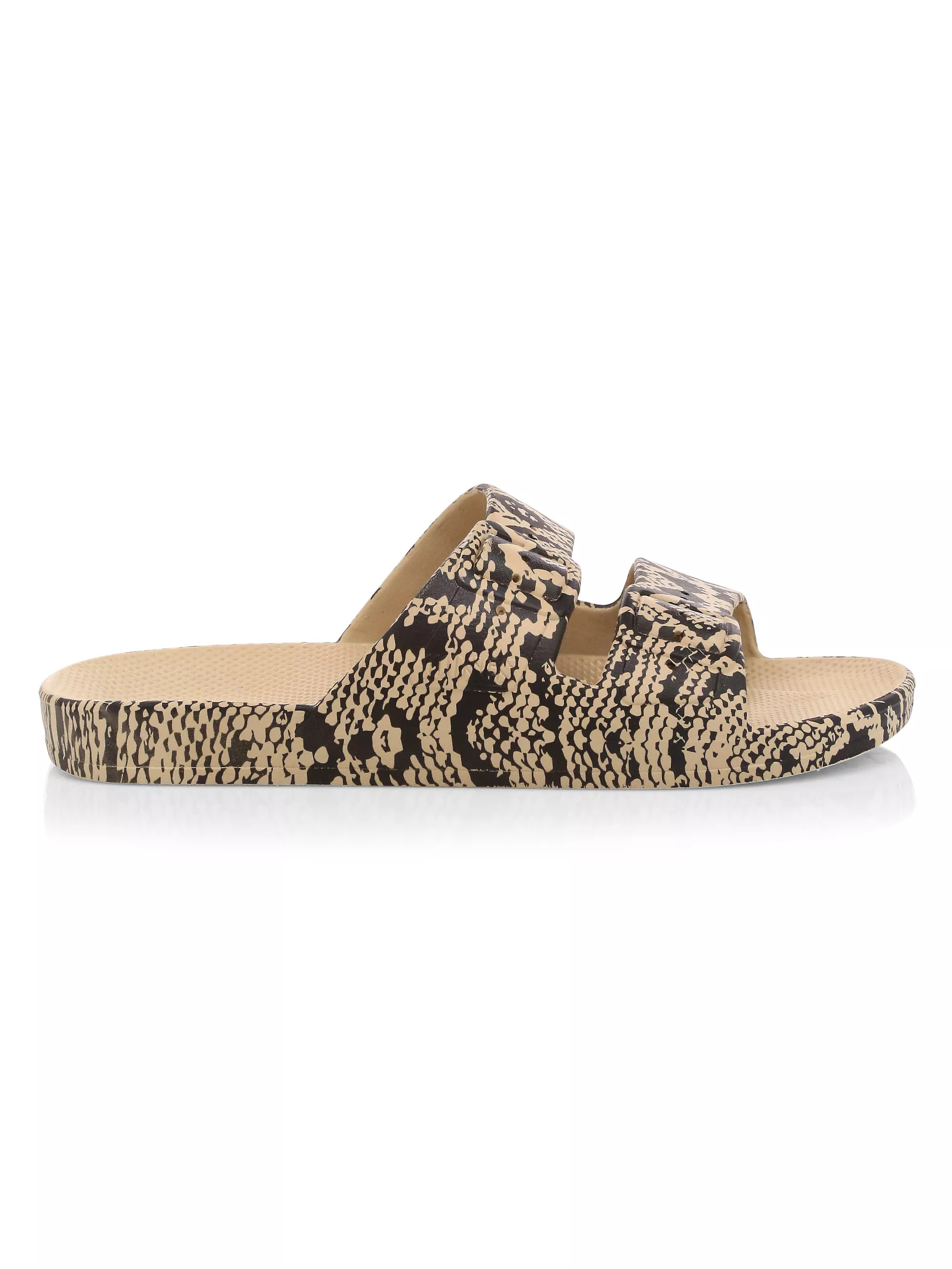 Shop Freedom Moses Cobra-Print Two-Strap Slides | Saks Fifth Avenue | Saks Fifth Avenue