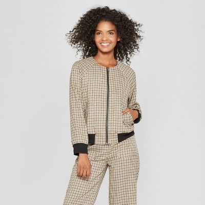 Women's Plaid Bomber Jacket - Who What Wear™ Yellow/Black | Target