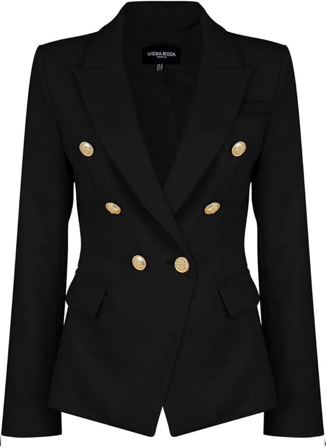 Womens Double Breasted Military Style Blazer Ladies Coat Jacket | Amazon (US)