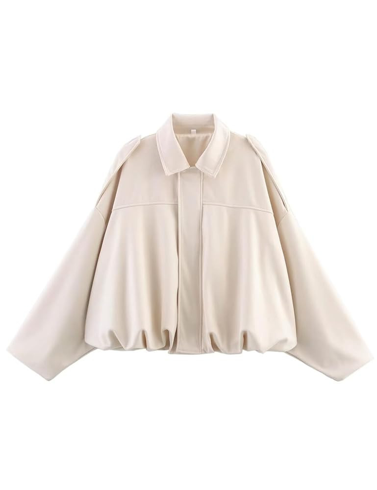 Kissonic Womens Faux Suede Bomber Jacket Oversized Batwing Long Sleeve Zip Up Cropped Coat Street... | Amazon (US)