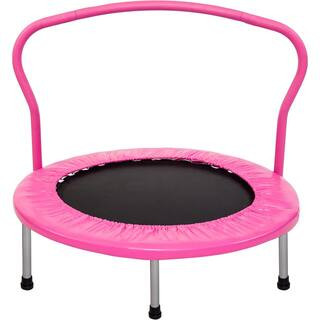 TIRAMISUBEST 36 in. Outdoor/Indoor Mini Toddler Trampoline with Handrail and Safety Padded Cover in  | The Home Depot