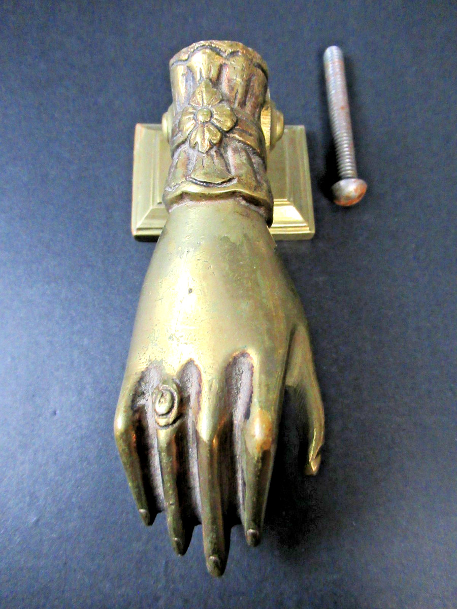 Vintage/Antique Victorian Style Ball in Hand Brass Door Knocker With Back Plate | eBay US