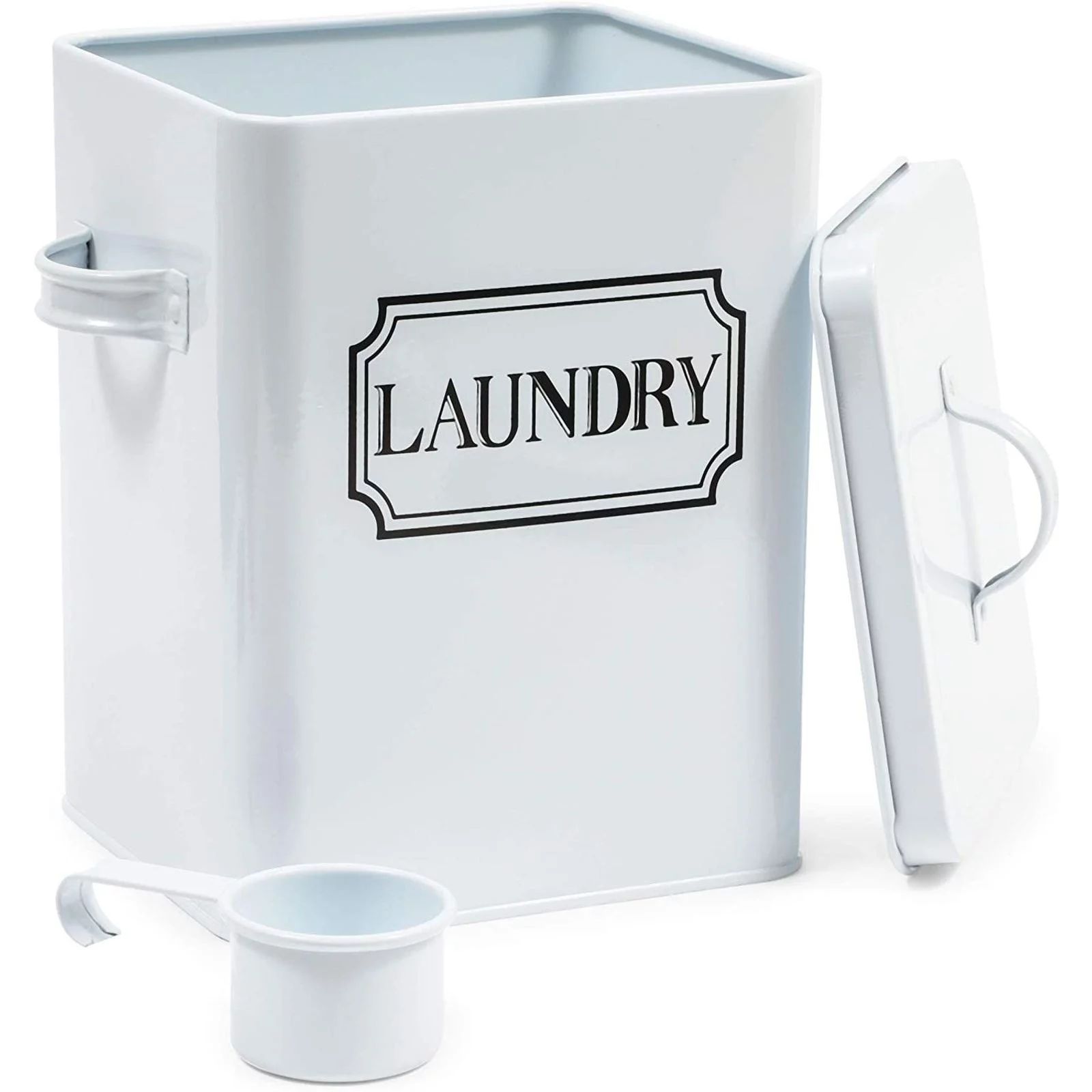 Iron Laundry Detergent Container, White Canister with Scoop (7.3 x 9.2 x 6.3 in) - Walmart.com | Walmart (US)