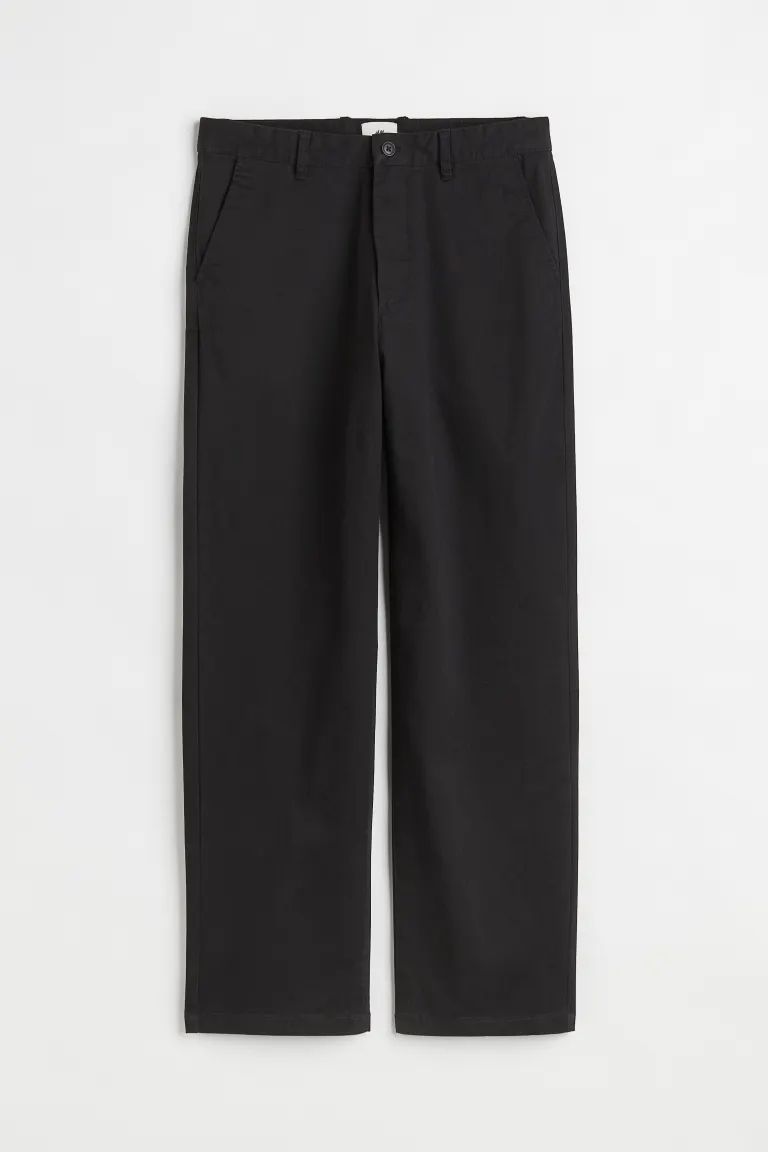 Relaxed Fit Cotton Chinos - Black - Men | H&M US | H&M (US + CA)