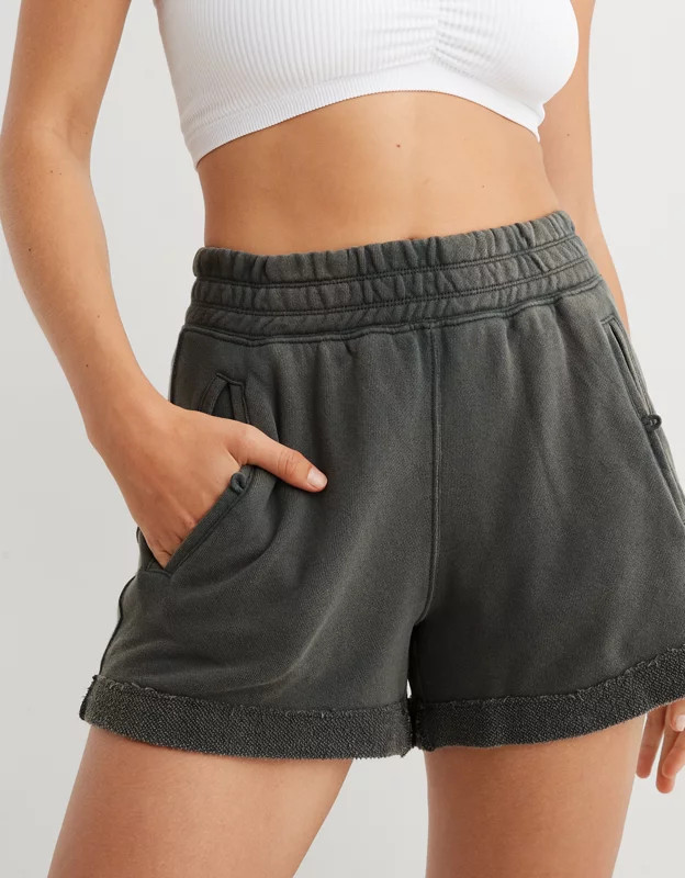 Aerie High Waisted Chillax Fleece Short | Aerie