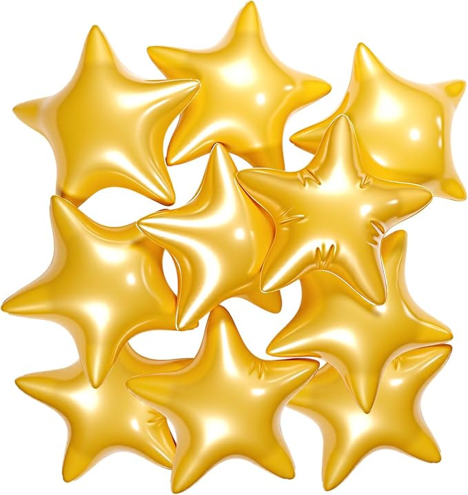 Lunmon 10 Pcs Gold Star Beach Balls 12 Inches Inflatable Star Shaped Beach Ball Floating Ball for... | Amazon (US)
