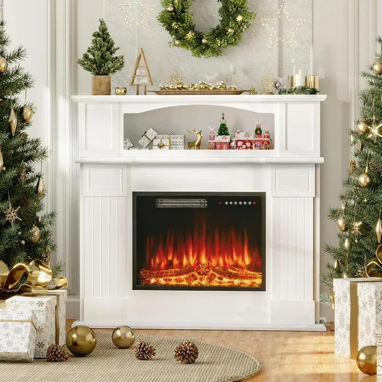 Waleaf 43” Electric Fireplace Mantel Wooden Surround Firebox,TV Stand with 23" Freestanding Ele... | Walmart (US)