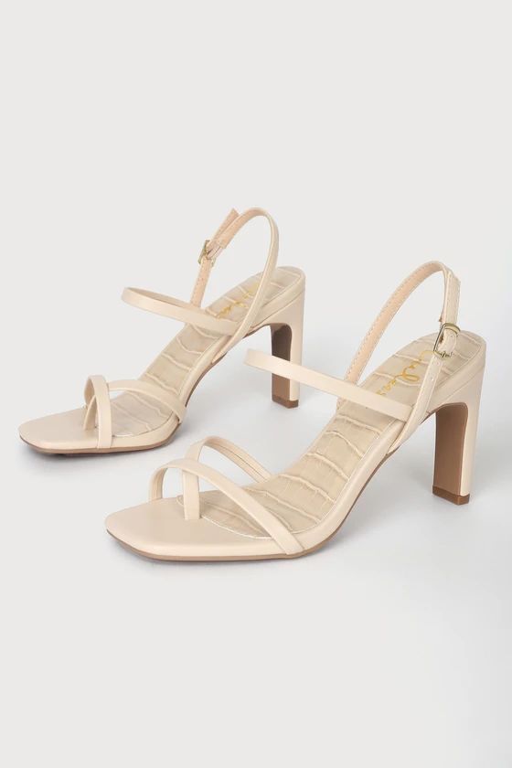 Emmalee Bone Strappy High Heel Sandals | Lulus (US)