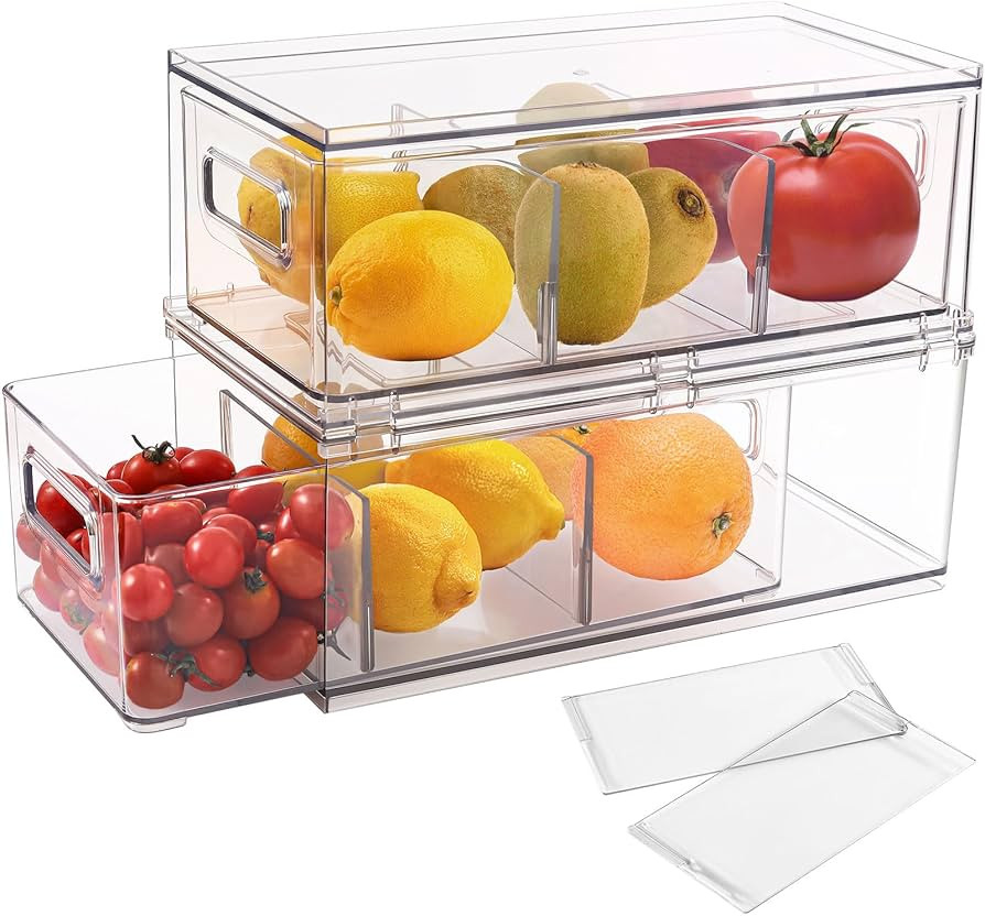 shopwithgreen Refrigerator Organizer Bins with Pull-out Drawer, Drawable Clear Fridge Drawer Orga... | Amazon (US)