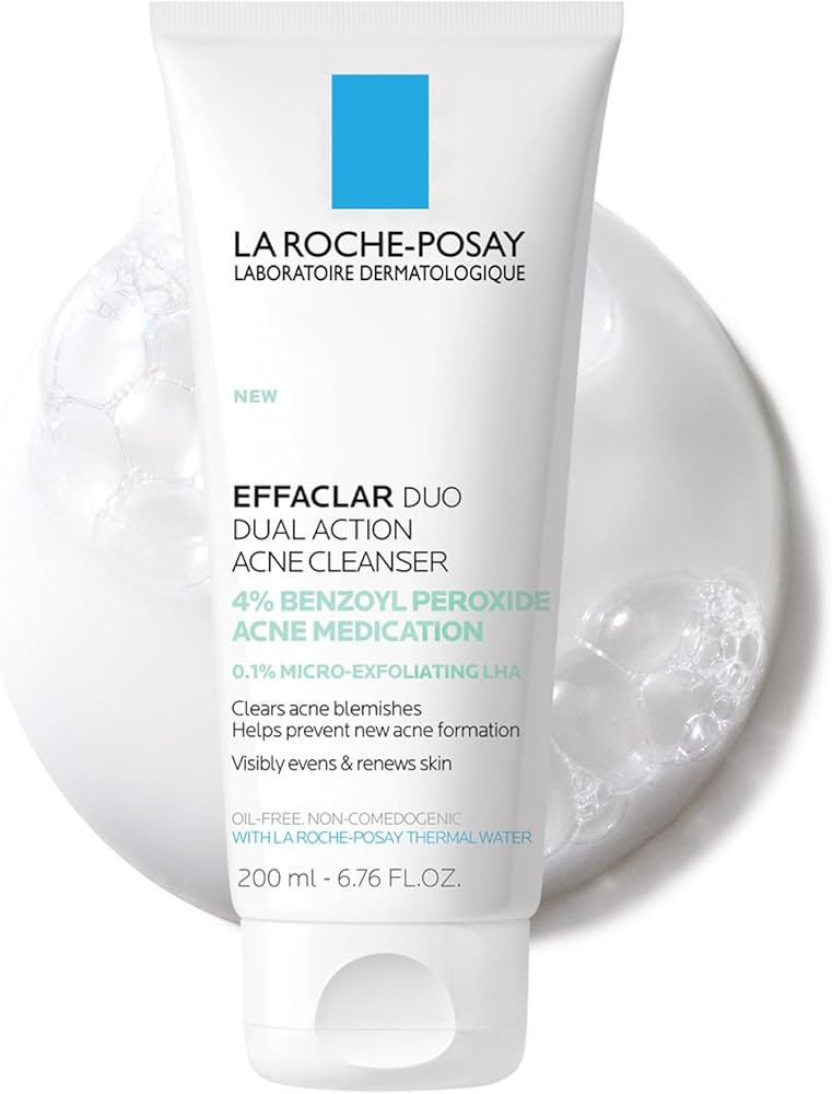 La Roche-Posay Effaclar Dual Acne Face Wash With 4% Benzoyl Peroxide & LHA Exfoliant, Acne Treatm... | Amazon (US)