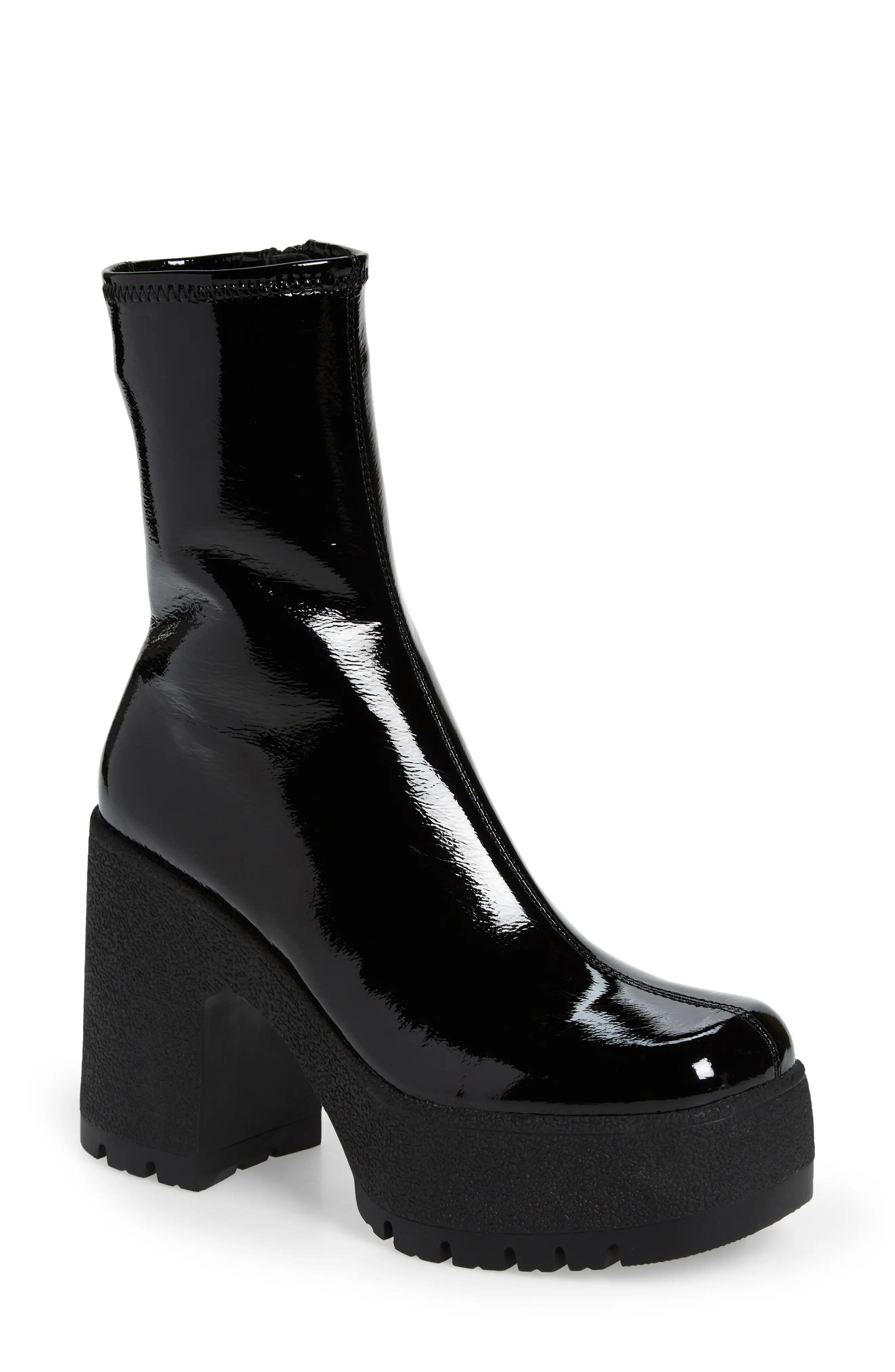 Jeffrey Campbell Refresh Platform Boot in Black Crinkle Patent at Nordstrom, Size 9 | Nordstrom