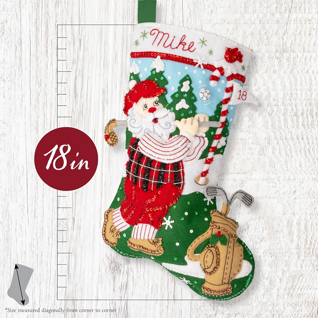 Bucilla Felt Applique 18" Stocking Making Kit, Hole-in-One Santa, Perfect for DIY Arts and Crafts... | Amazon (US)