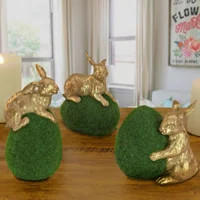 3 Piece Gold Bunny With Green Moss Egg Set | Wayfair North America