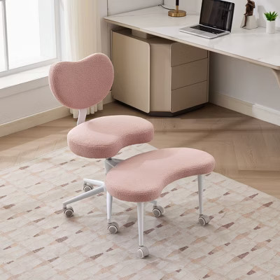 Office Chair Meditation Chair Ergonomic Computer Chair Upholstered Gaming Chair Desk Chair with 360°Swivel Footstool & Wheels, Pink - ModernLuxe | Target