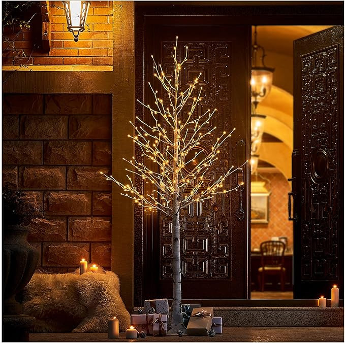 Hairui Lighted Birch Tree 8FT 240 Warm White Lights, White Twig Tree with Lights for Wedding Part... | Amazon (US)