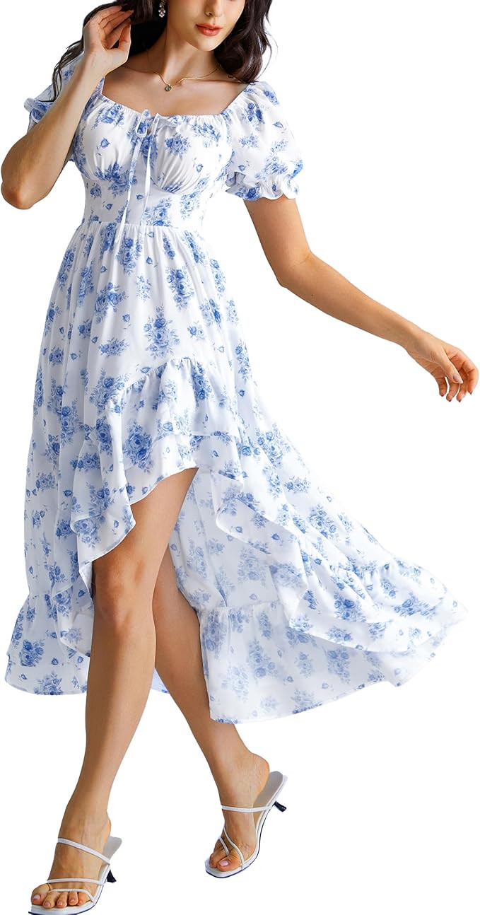 Scarlet Darkness Cottagecore Corset Dress Flowy Chiffon Floral Dresses for Women | Amazon (US)