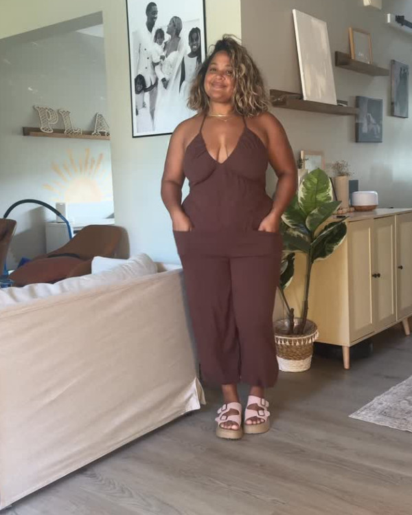 This jumpsuit is my whole personality today. Soft fabric, halter neckline, and a relaxed cropped leg that loves midsize petite curves. 

 #LTKHome #LTKMidsize #LTKPetite