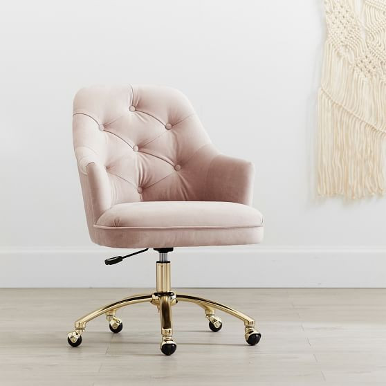 Velvet Tufted Swivel Desk Chair | Pottery Barn Teen