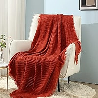 CREVENT Farmhouse Boho Knitted Throw Blanket for Couch Sofa Chair Bed Home Decoration, Soft Warm ... | Amazon (US)