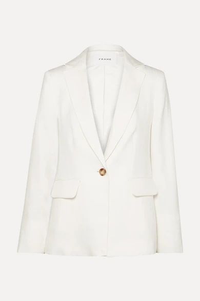 FRAME - Classic Fine Linen-blend Blazer - White | NET-A-PORTER (US)