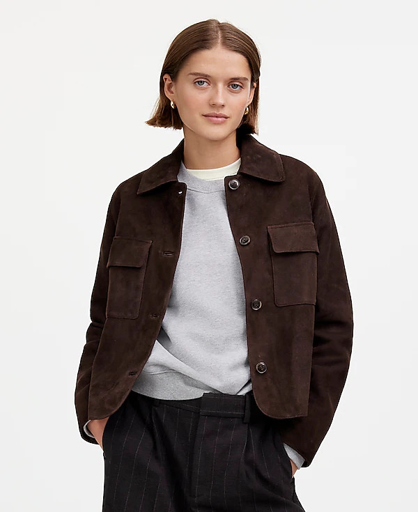 Stitched-Collar Shirt-Jacket in Suede | Madewell