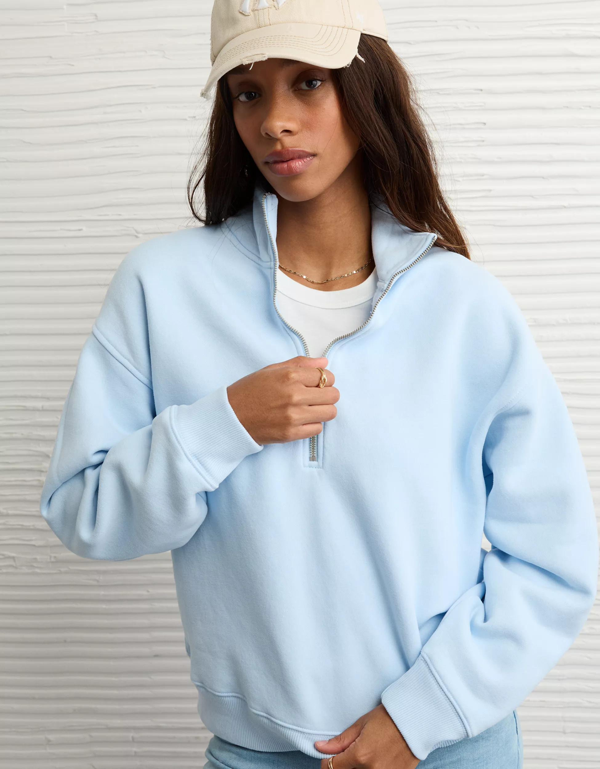 AE Everyday Luxe Quarter-Zip Sweatshirt | American Eagle Outfitters (US & CA)