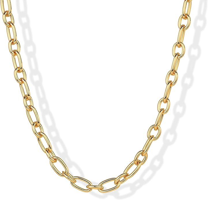 PAVOI 14K Gold Plated Chunky Chain Choker Necklaces for Women | Gold Statement Graduated Link Cha... | Amazon (US)