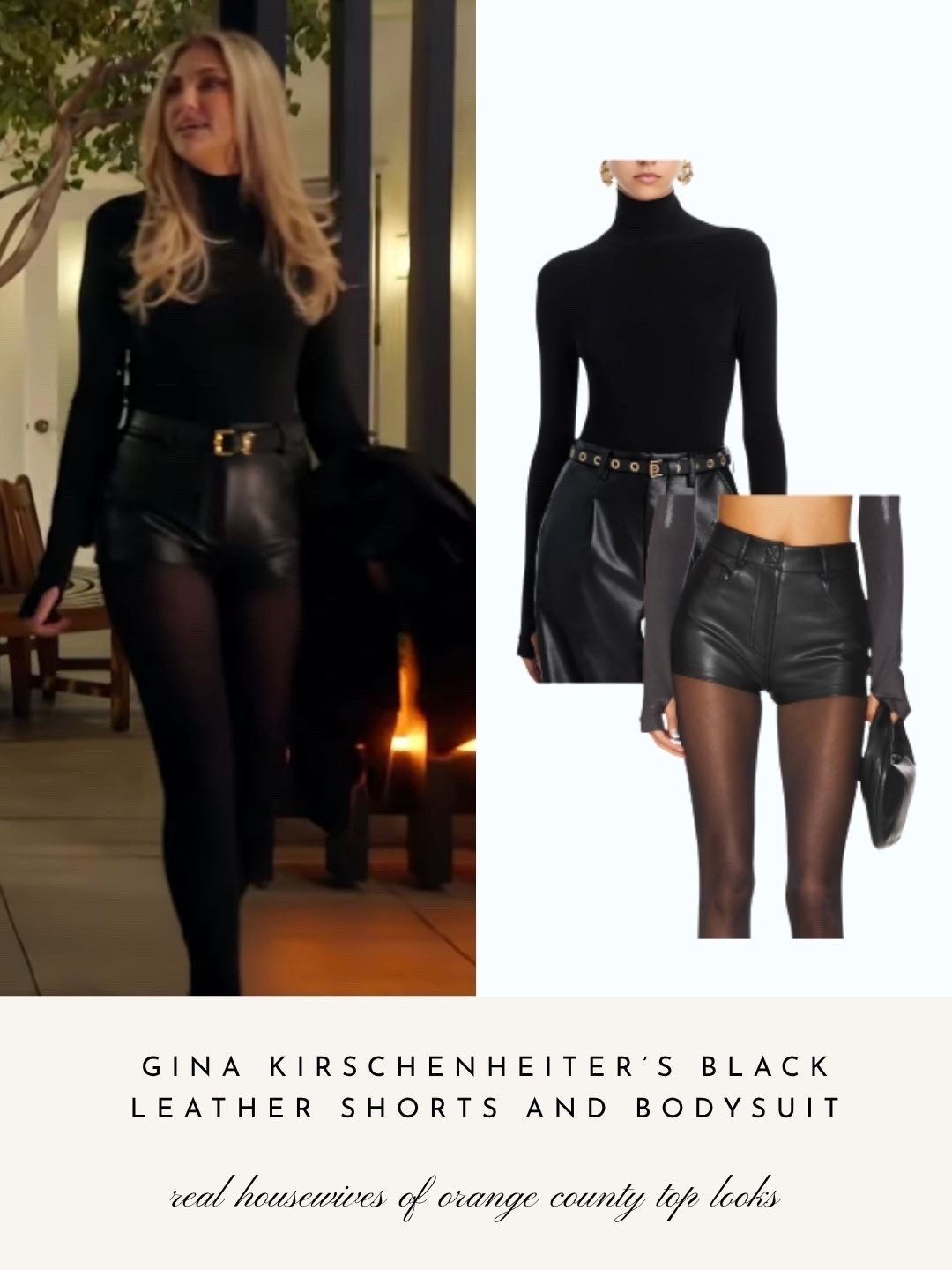 Gina Kirschenheiter’s Black Leather Shorts and Bodysuit