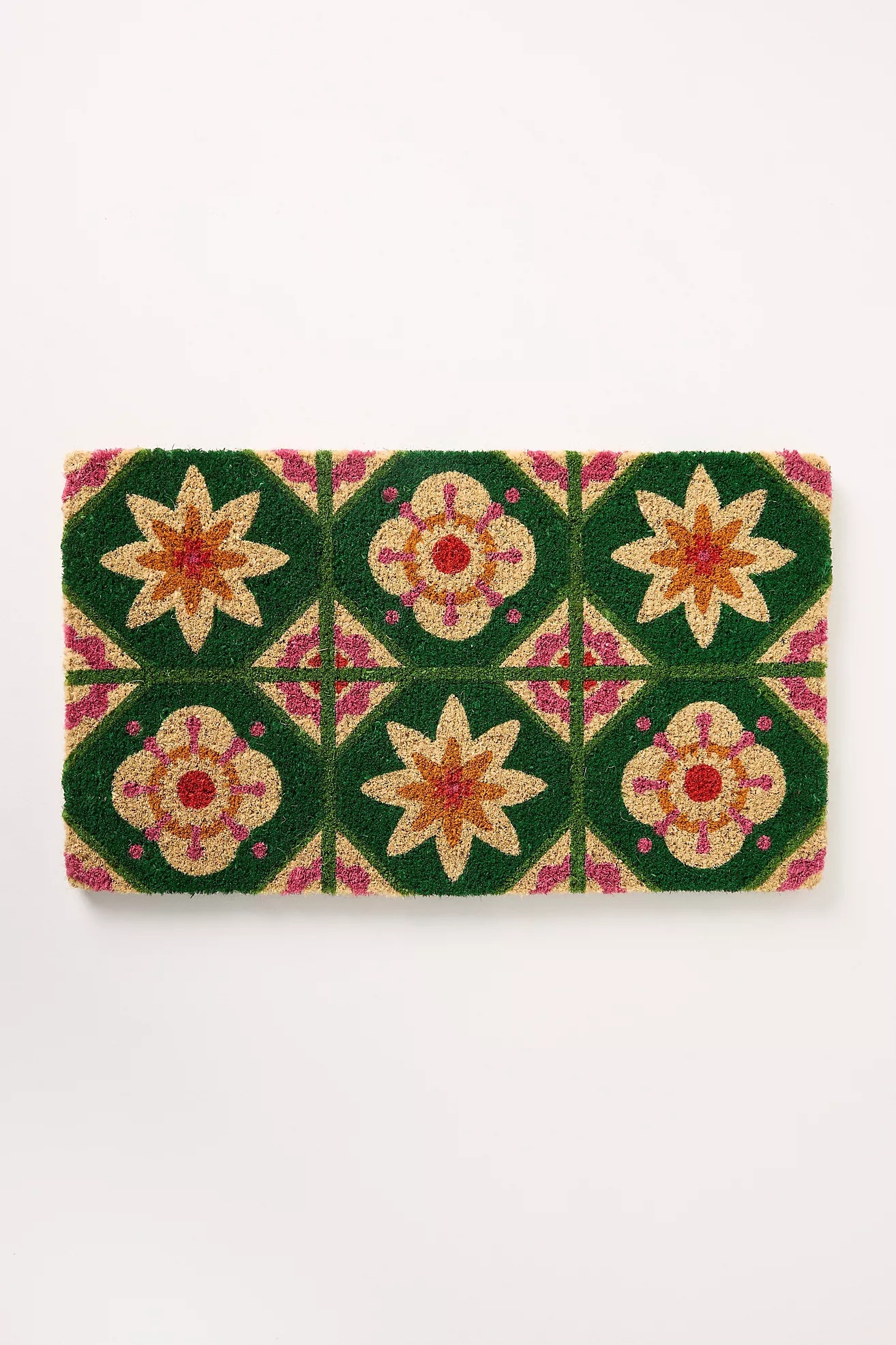 Floral Tile Printed Coir Doormat | Anthropologie (US)