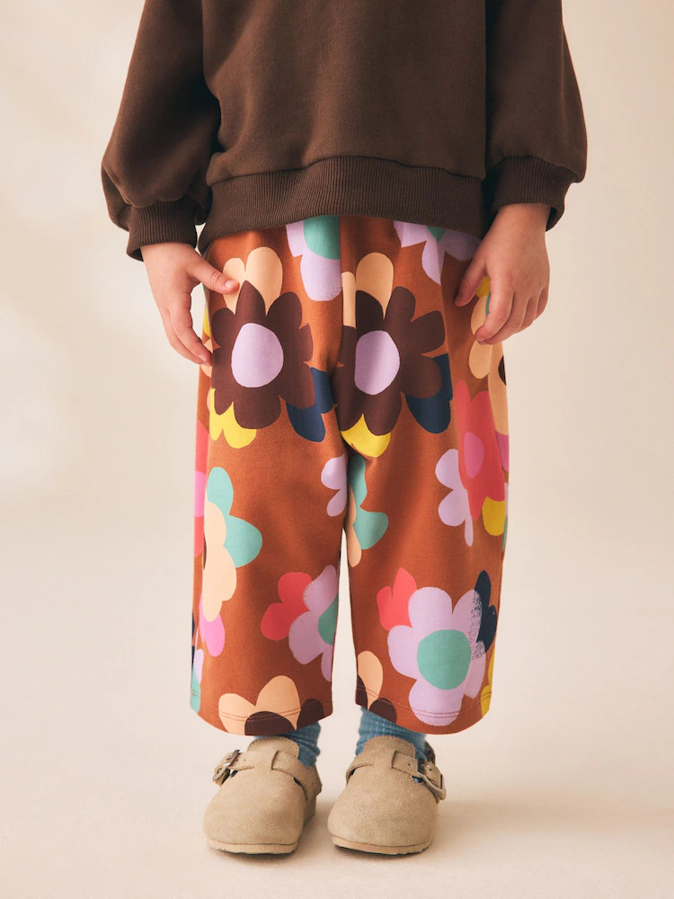 Brown Flower Barrel Leg Trousers (3mths-7yrs) | Next US