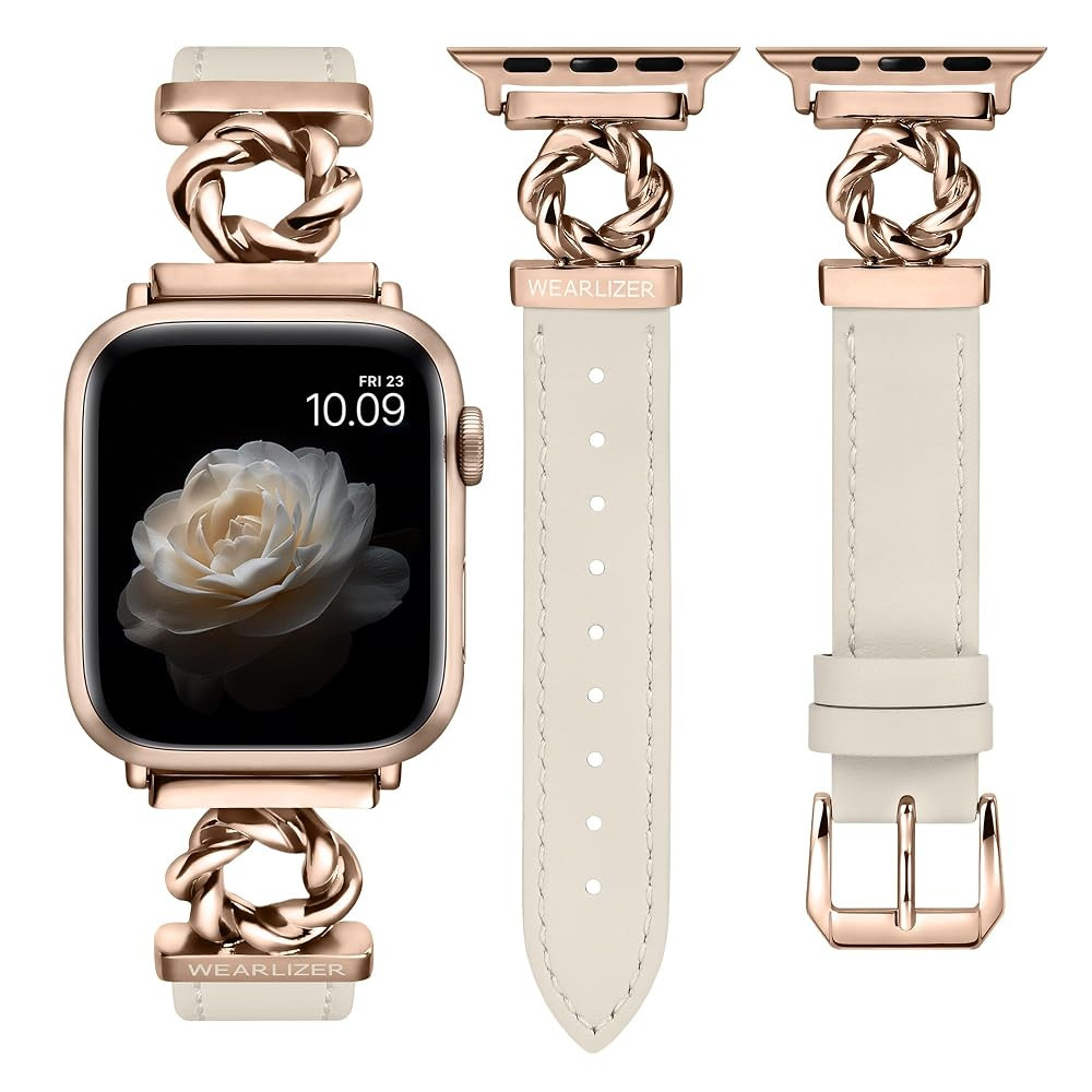 Wearlizer Leather Band Compatible with Apple Watch Bands Women 38/40/41/42/44/45/46/49mm, Dressy ... | Amazon (US)