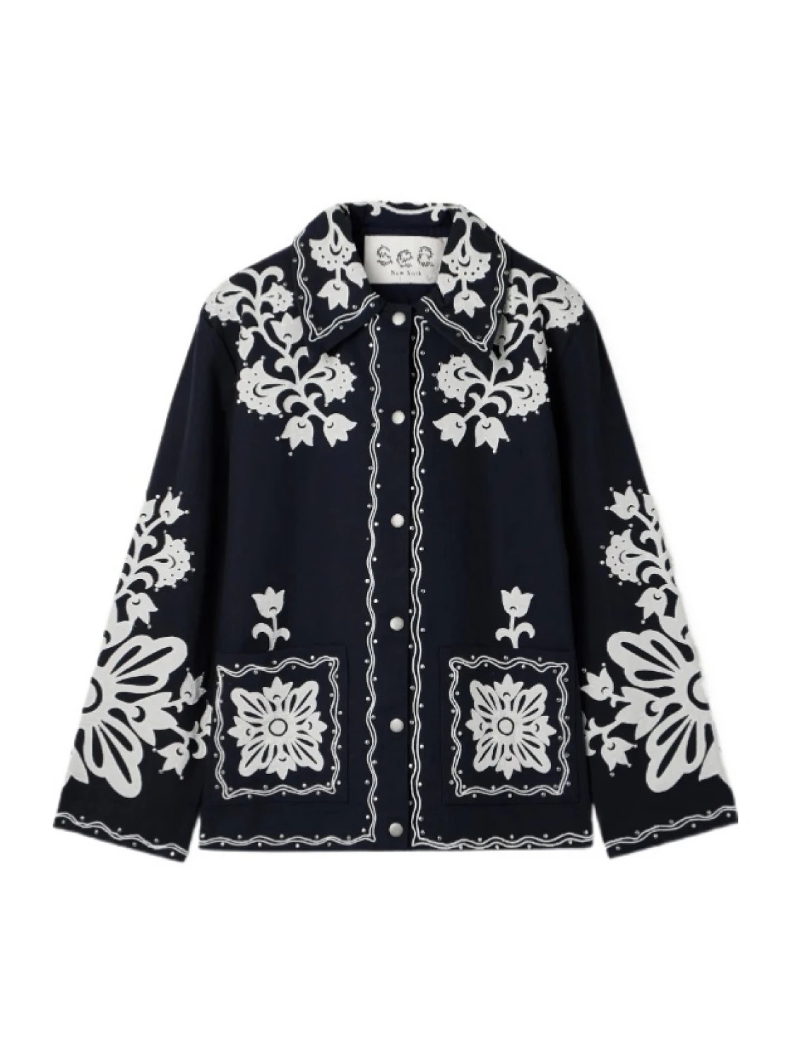 studded appliquéd cotton-canvas jacket | Senser US