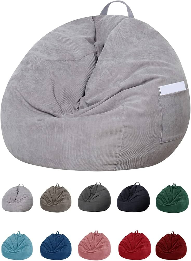 SANMADROLA Stuffed Animal Storage Bean Bag Chair Cover (No Filler) for Kids and Adults.Soft Premi... | Amazon (US)