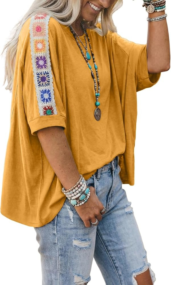 Dokotoo Women's Shirts Casual 2026 Beach Trendy Casual Summer Oversize Tops Vacation Embroidered ... | Amazon (US)