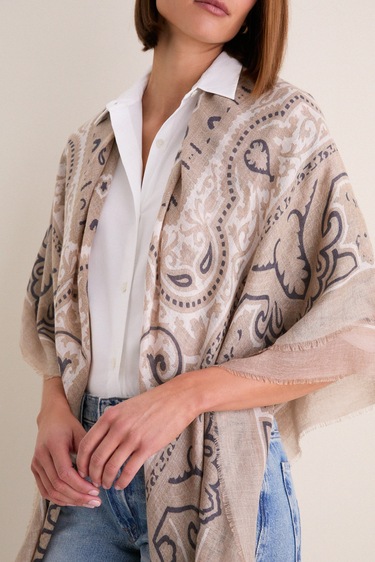 Wheat Bandana Silk Cashmere Blend Large Scarf | Tuckernuck (US)