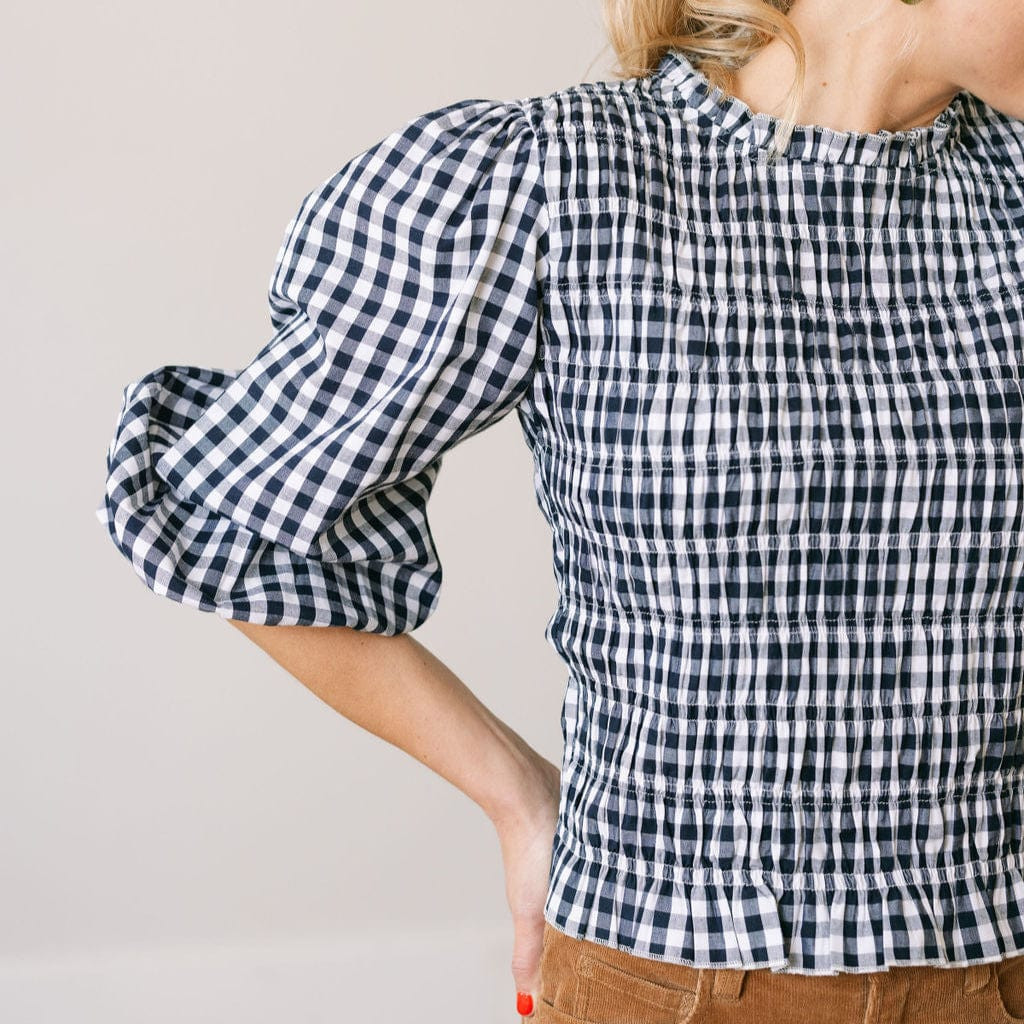 Navy Gingham Hali Top | Sunshine Tienda