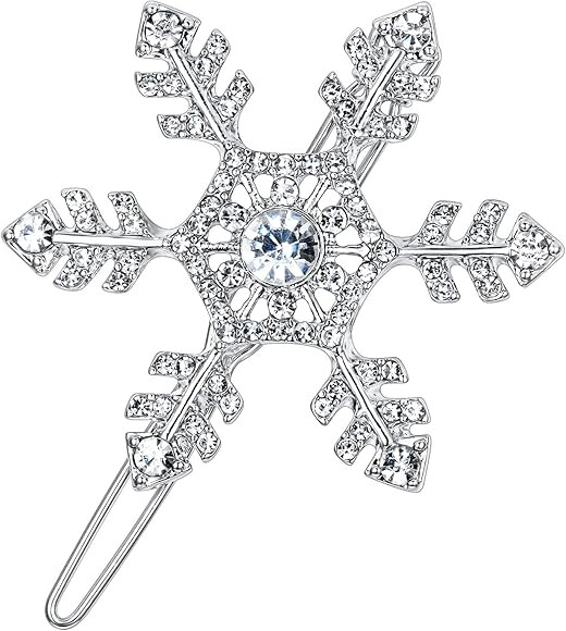 EVER FAITH Women's Snowflake Head Piece Clear Rhinestone Crystal Wedding Bride Hair Clip Silver-Tone | Amazon (US)