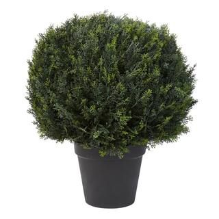 Pure Garden 23 in. Artificial Ball Style Cypress Topiary-HW1500140 - The Home Depot | The Home Depot