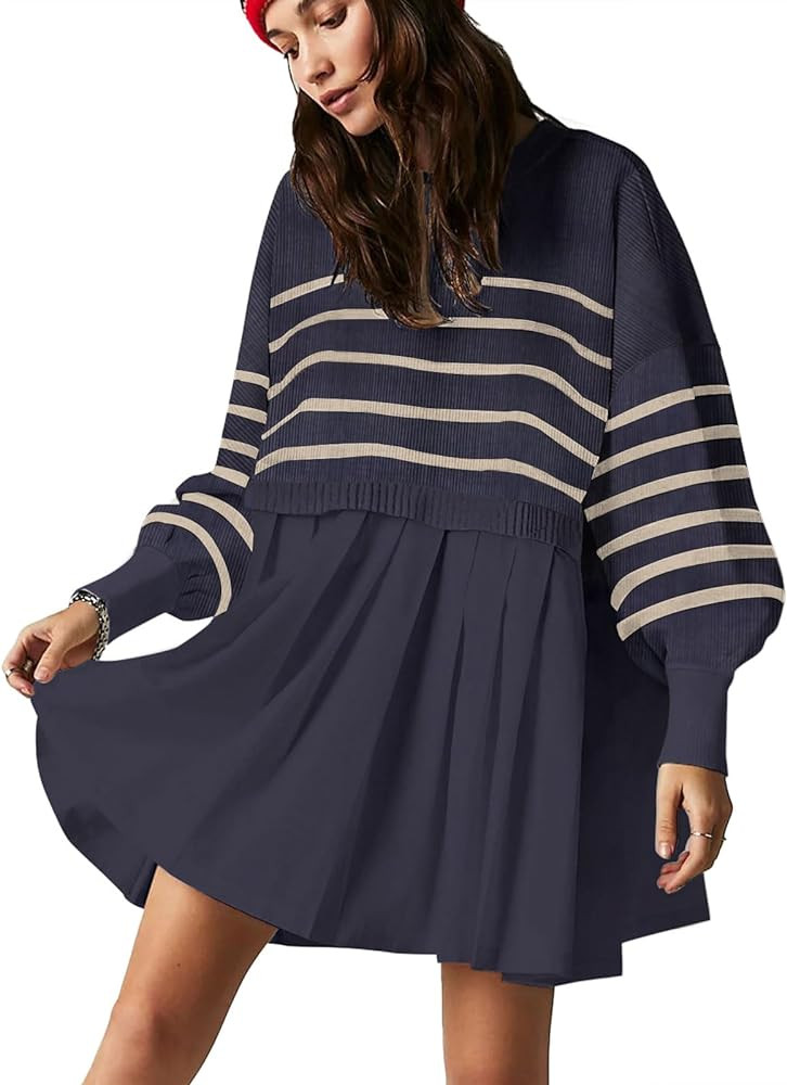 Womens Oversized Sweater Dress 2023 Trendy Long Sleeve Crewneck Pullover Tops Relaxed... | Amazon (US)